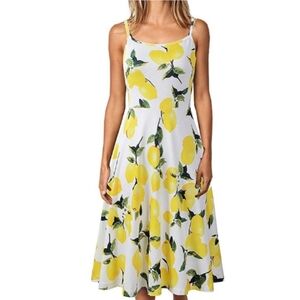 Adjustable Strappy Casual Lemon Dress